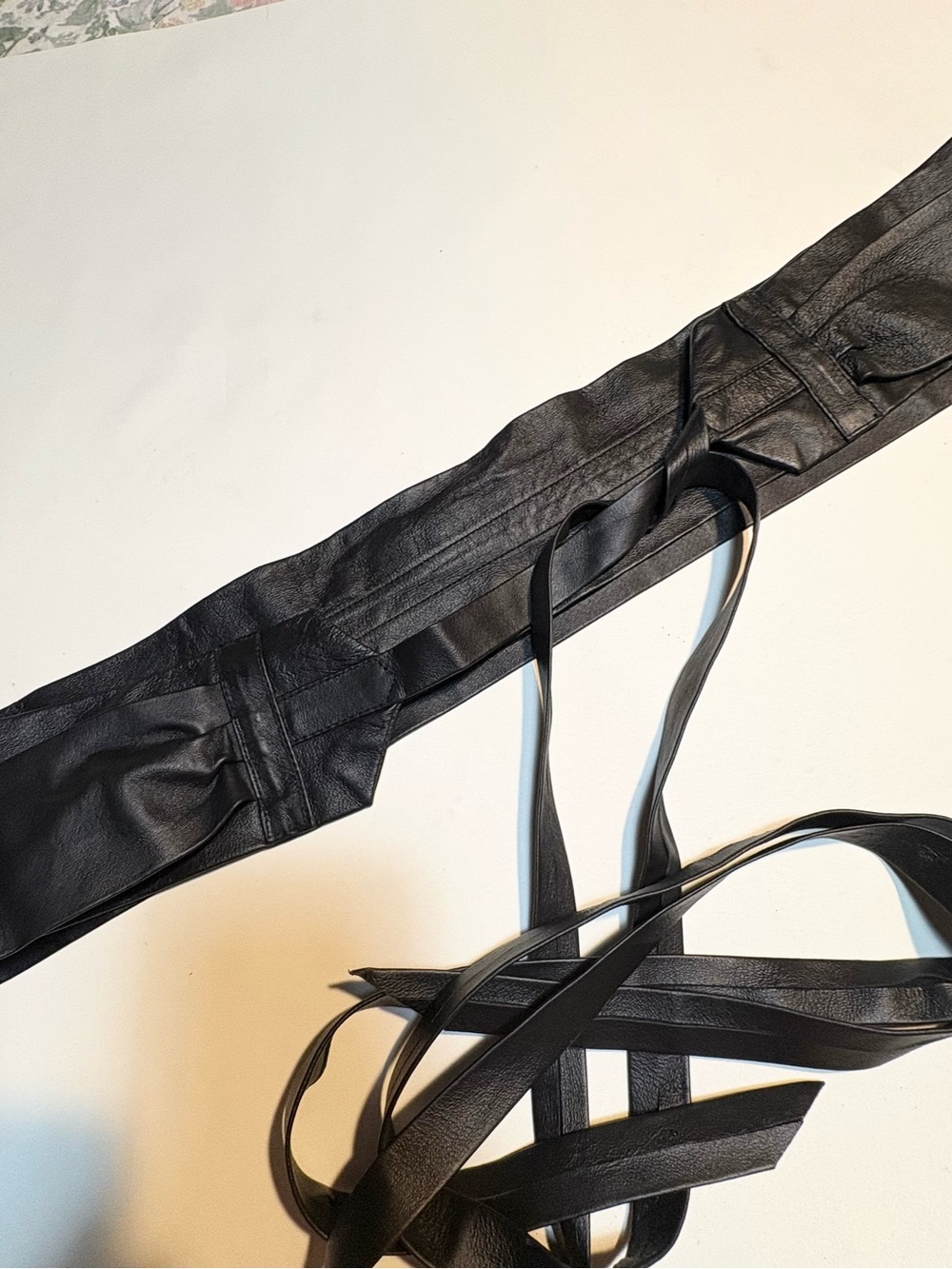 G.I.L.I . black leather obi-style wrap belt - Picture 8 of 14